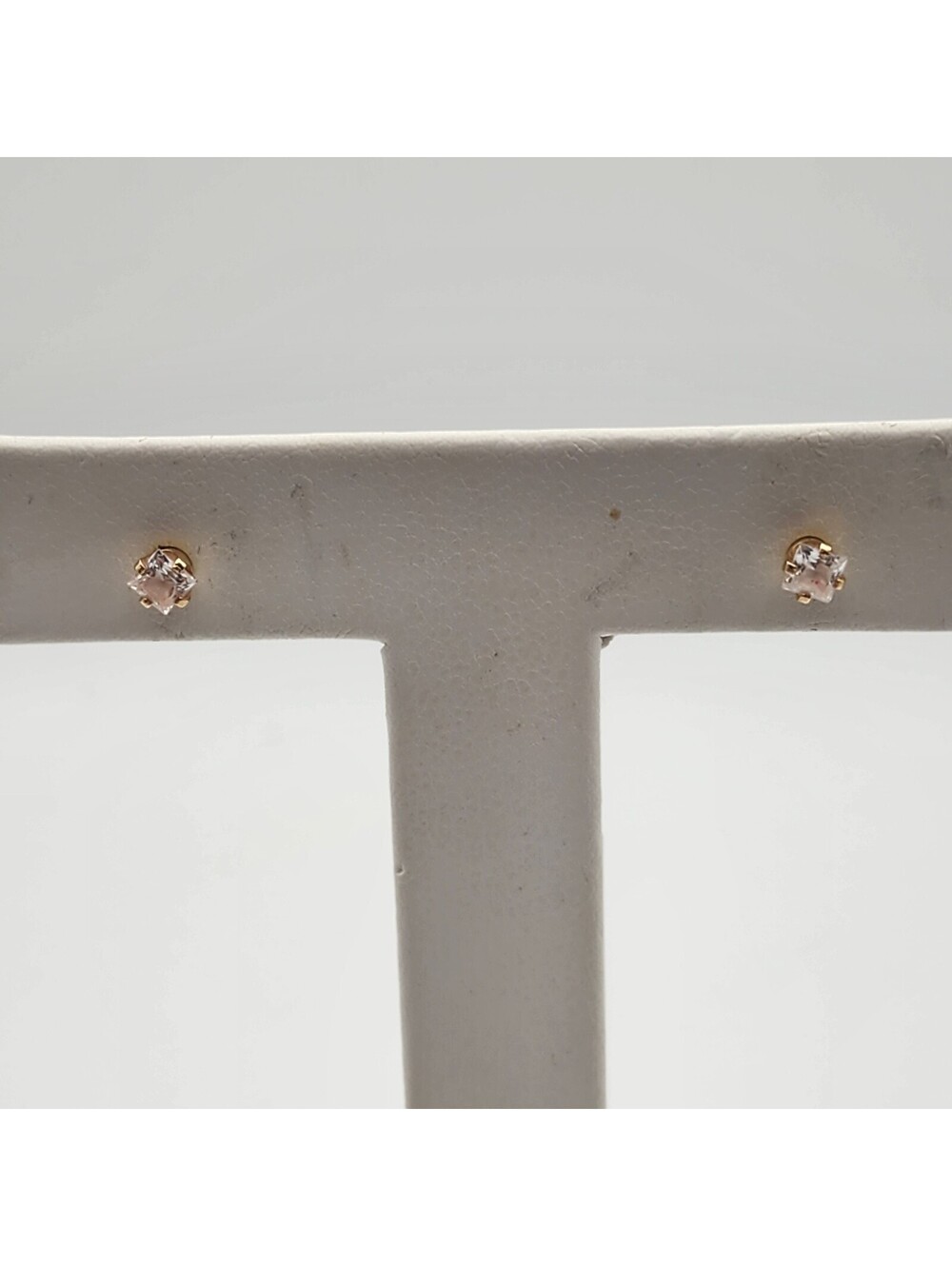 Inverness 14K Gold Delicate Square Cut Clear Cubic Zirconia Stud Earrings